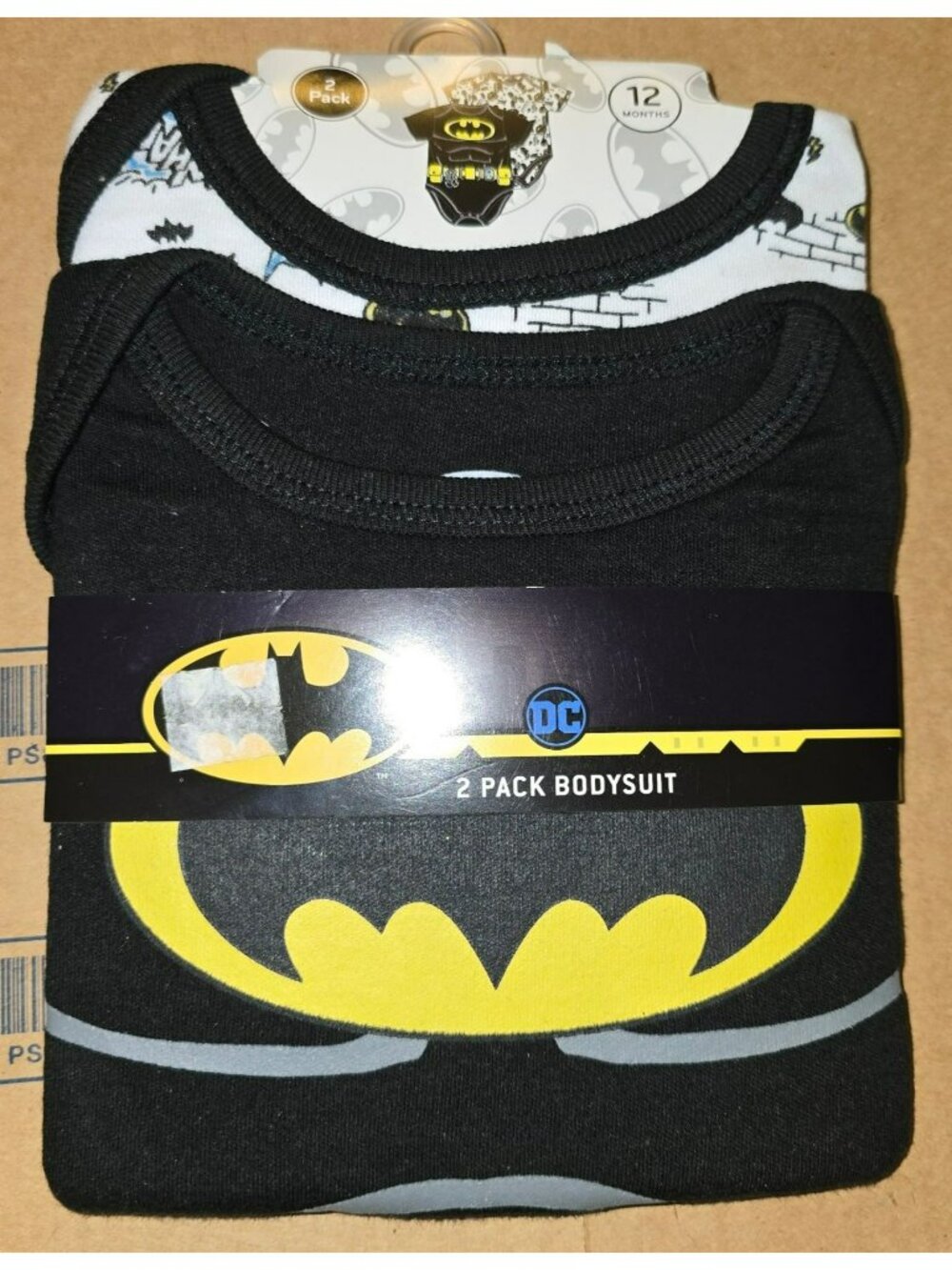 DC Comics Batman Baby Boys 2-Pack Bodysuit 12 Months Black & White lh7160A